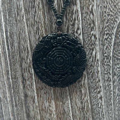 Carved Black Obsidian Necklace