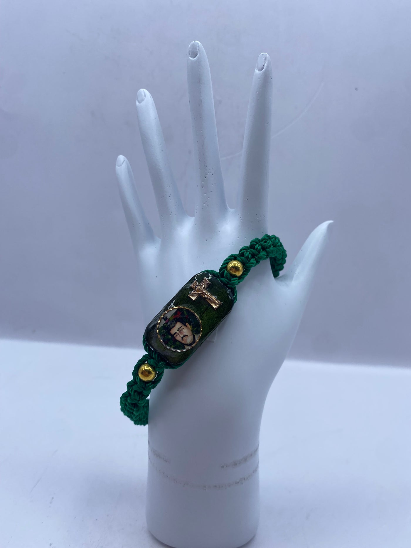 Green Jesus Malverde bracelet