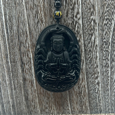 Carved Black Obsidian Necklace