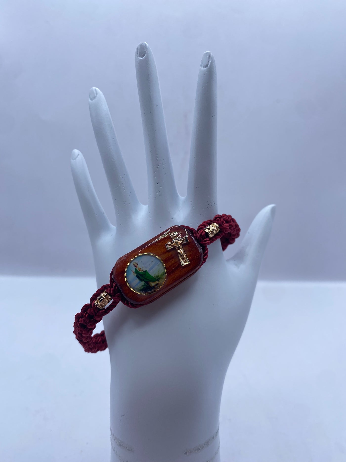 Burgundy Saint Jude bracelet