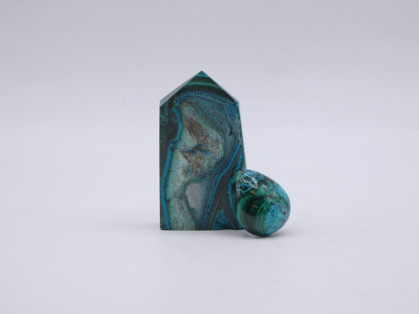 Chrysocolla/Malachite Tower and Figure