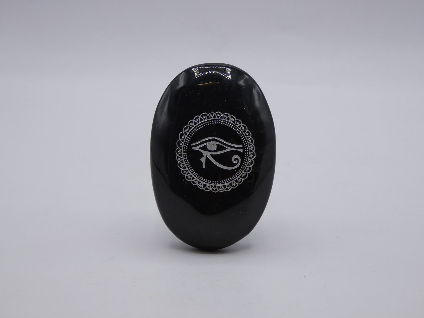 Black Obsidian Eye of Horus Palm Stone