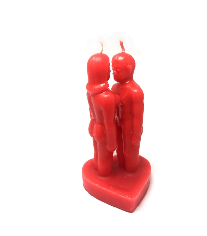 Red Facing Love Couple Candle Figure